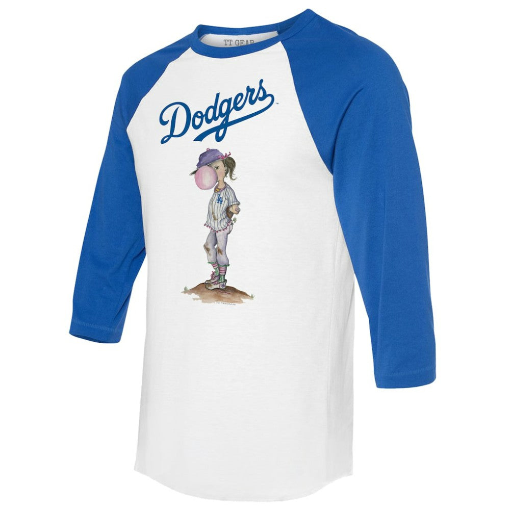 Los Angeles Dodgers Tiny Turnip Women's Bubbles 3/4-Sleeve Raglan T-Shirt - MLB T-shirts