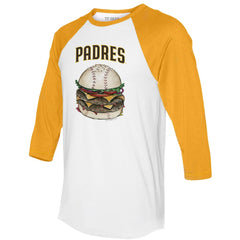 San Diego Padres Tiny Turnip Women's Burger 3/4-Sleeve Raglan T-Shirt - MLB T-shirts