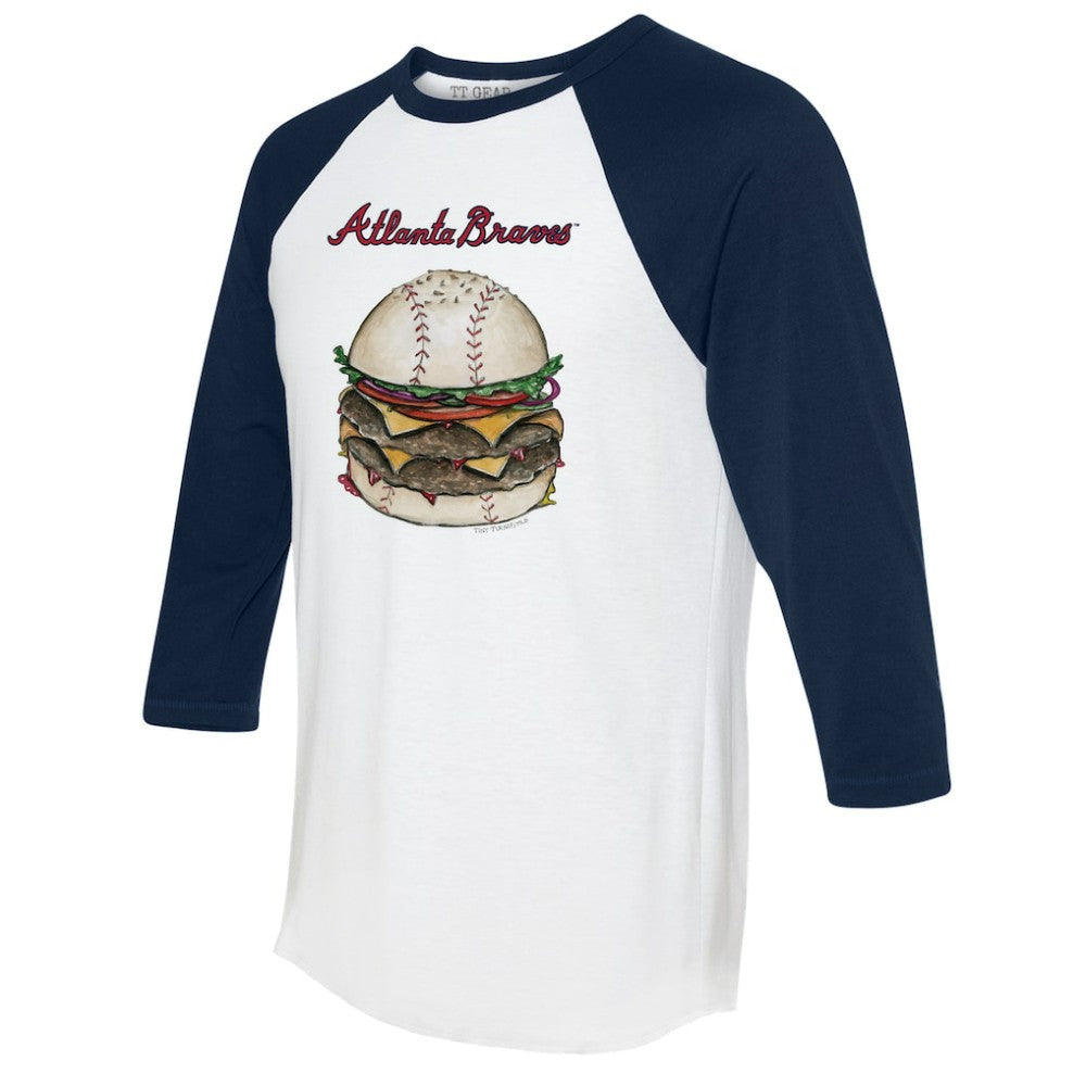 Atlanta Braves Tiny Turnip Women's Burger 3/4-Sleeve Raglan T-Shirt - MLB T-shirts