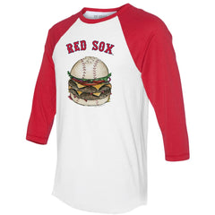 Boston Red Sox Tiny Turnip Women's Burger 3/4-Sleeve Raglan T-Shirt - MLB T-shirts