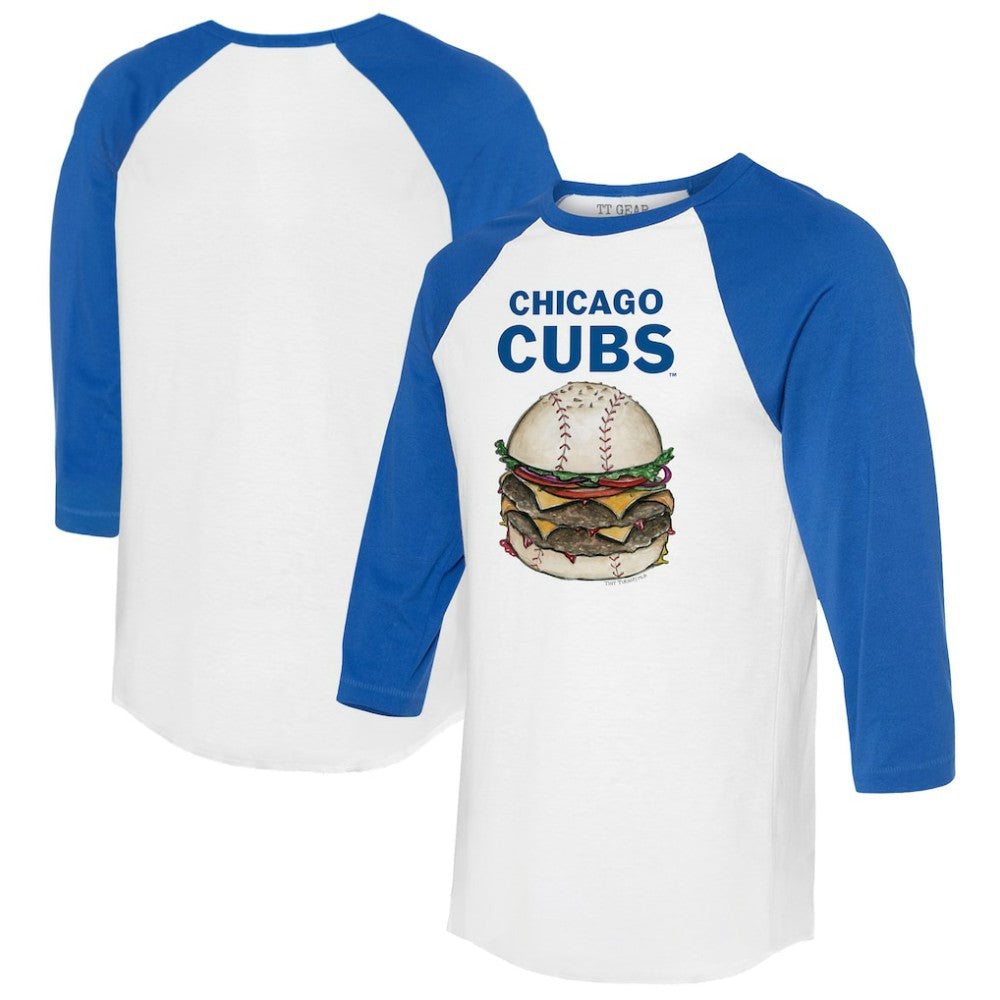 Chicago Cubs Tiny Turnip Women's Burger 3/4-Sleeve Raglan T-Shirt - MLB T-shirts
