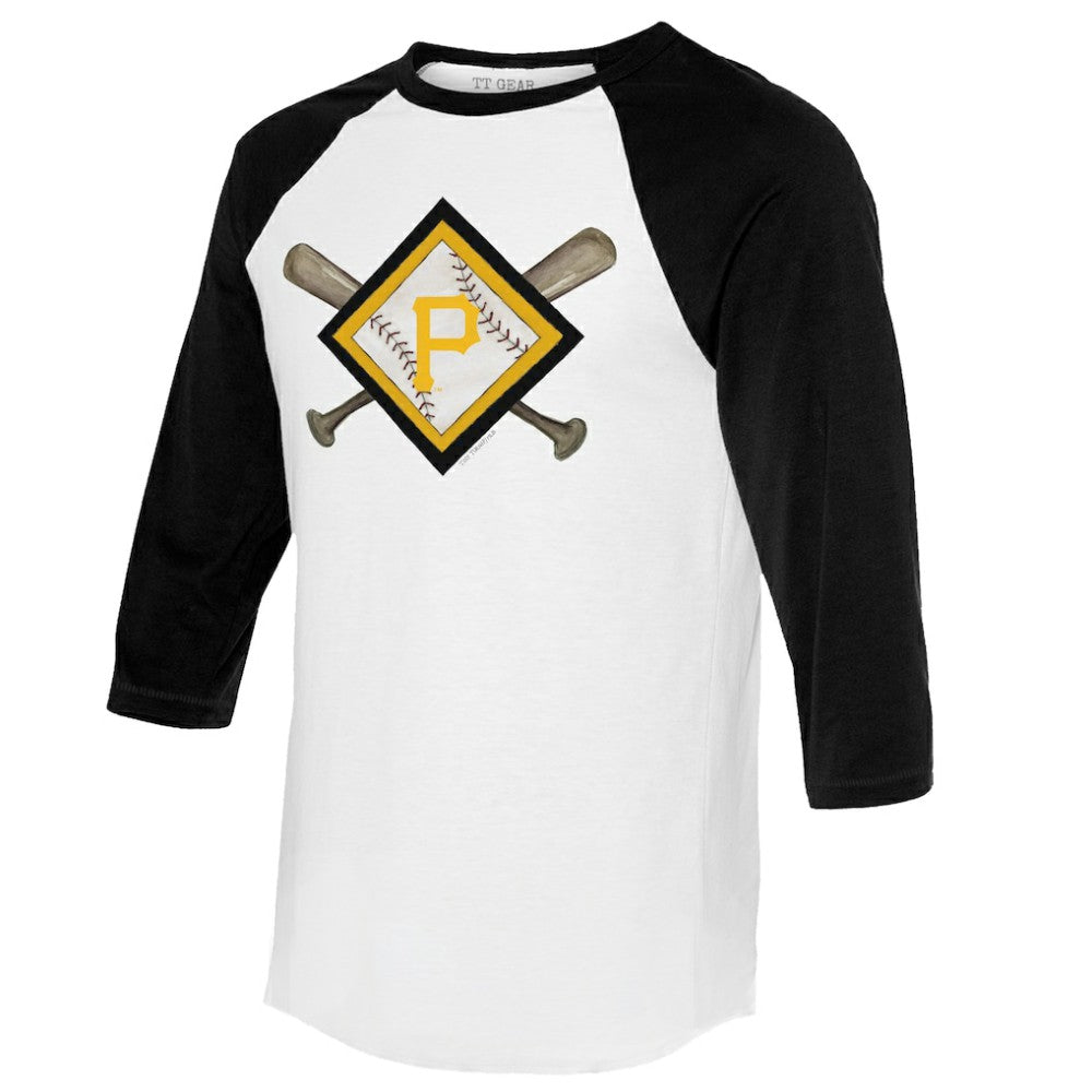 Pittsburgh Pirates Tiny Turnip Women's Diamond Cross Bats 3/4-Sleeve Raglan T-Shirt - MLB T-shirts