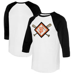 San Francisco Giants Tiny Turnip Women's Diamond Cross Bats 3/4-Sleeve Raglan T-Shirt - MLB T-shirts