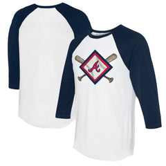 Atlanta Braves Tiny Turnip Women's Diamond Cross Bats 3/4-Sleeve Raglan T-Shirt - MLB T-shirts