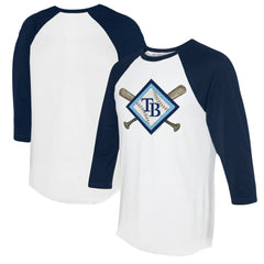 Tampa Bay Rays Tiny Turnip Women's Diamond Cross Bats 3/4-Sleeve Raglan T-Shirt - MLB T-shirts