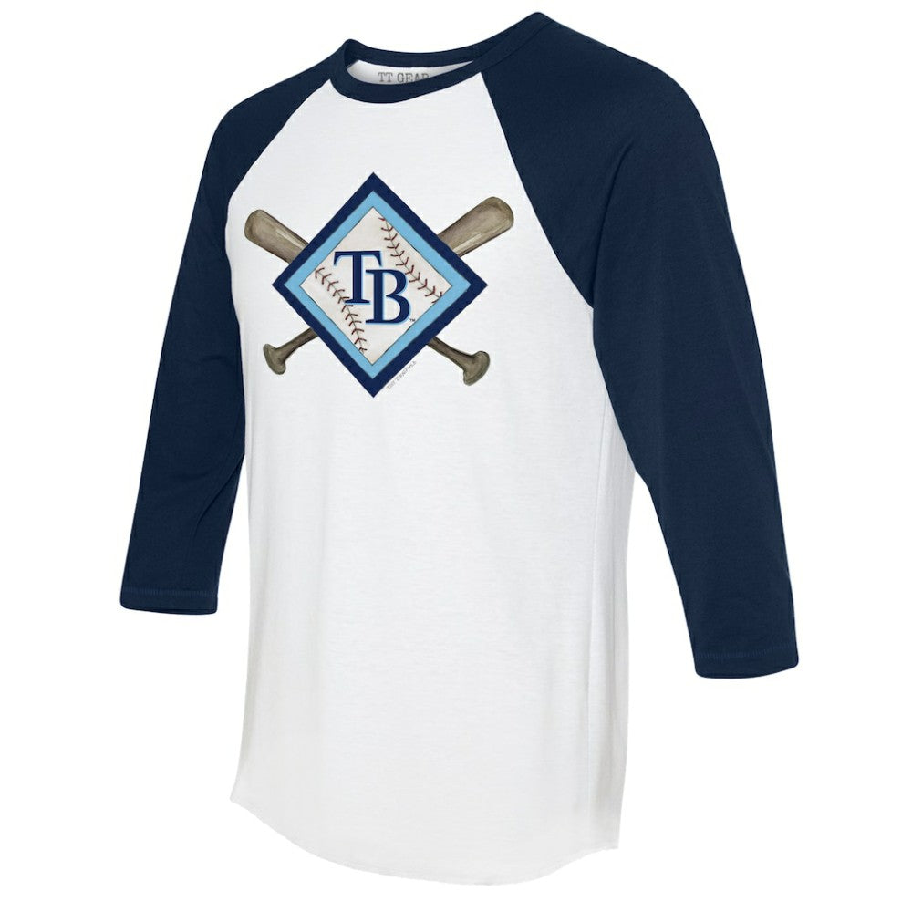 Tampa Bay Rays Tiny Turnip Women's Diamond Cross Bats 3/4-Sleeve Raglan T-Shirt - MLB T-shirts