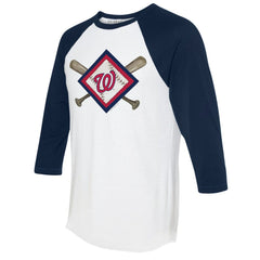 Washington Nationals Tiny Turnip Women's Diamond Cross Bats 3/4-Sleeve Raglan T-Shirt - MLB T-shirts