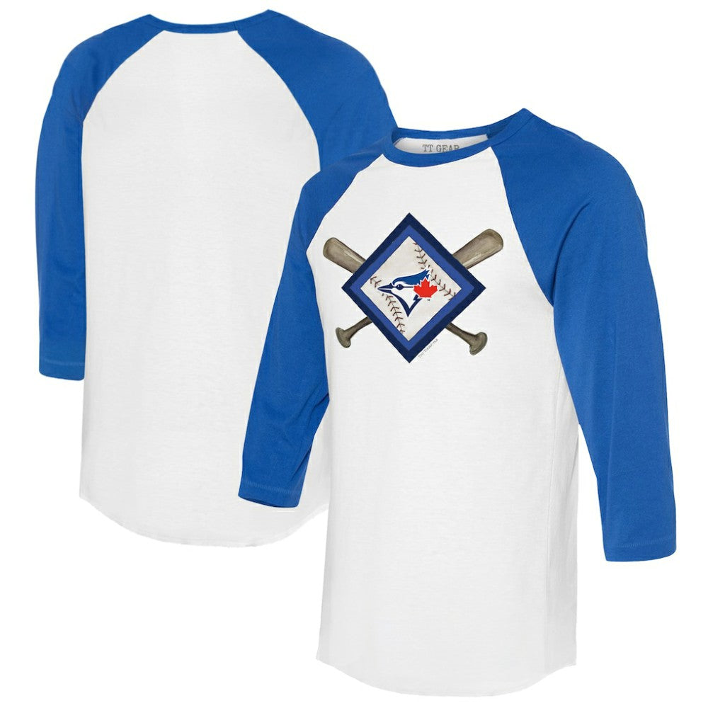 Toronto Blue Jays Tiny Turnip Women's Diamond Cross Bats 3/4-Sleeve Raglan T-Shirt - MLB T-shirts