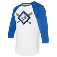 Toronto Blue Jays Tiny Turnip Women's Diamond Cross Bats 3/4-Sleeve Raglan T-Shirt - MLB T-shirts