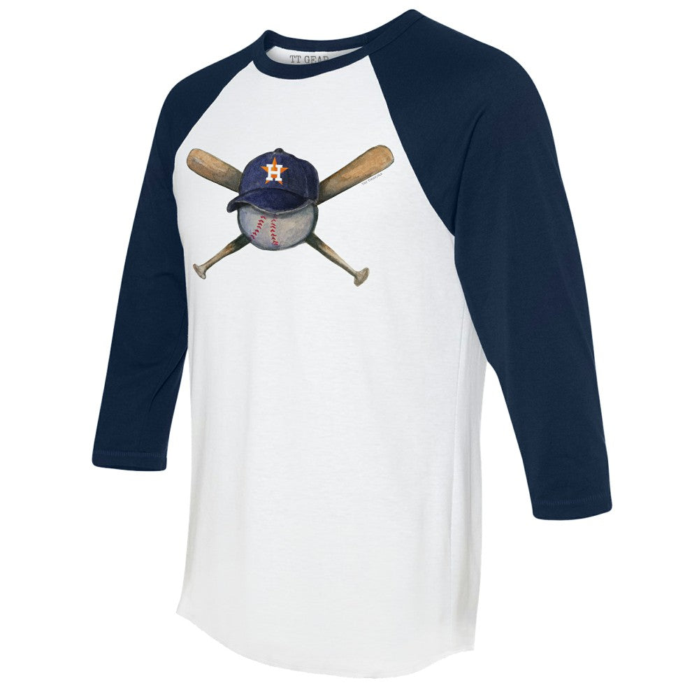 Houston Astros Tiny Turnip Women's Hat Crossbats 3/4-Sleeve Raglan T-Shirt - MLB Hats