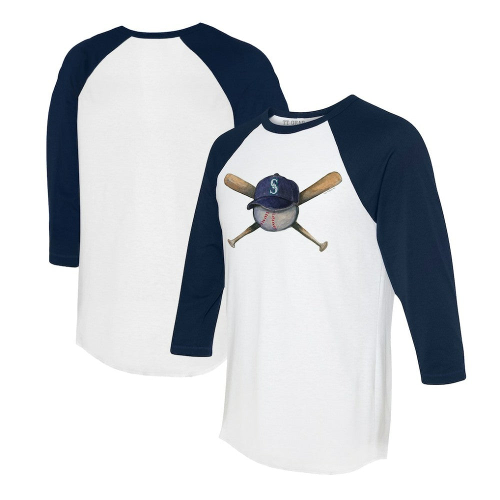 Seattle Mariners Tiny Turnip Women's Hat Crossbats 3/4-Sleeve Raglan T-Shirt - MLB Hats
