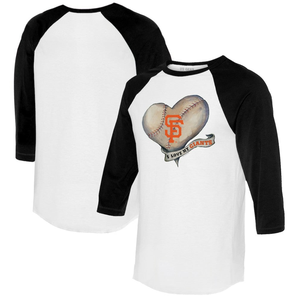 San Francisco Giants Tiny Turnip Women's Heart Banner 3/4-Sleeve Raglan T-Shirt - MLB T-shirts