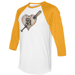San Diego Padres Tiny Turnip Women's Heart Bat 3/4-Sleeve Raglan T-Shirt - MLB T-shirts