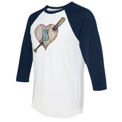 Seattle Mariners Tiny Turnip Women's Heart Bat 3/4-Sleeve Raglan T-Shirt - MLB T-shirts