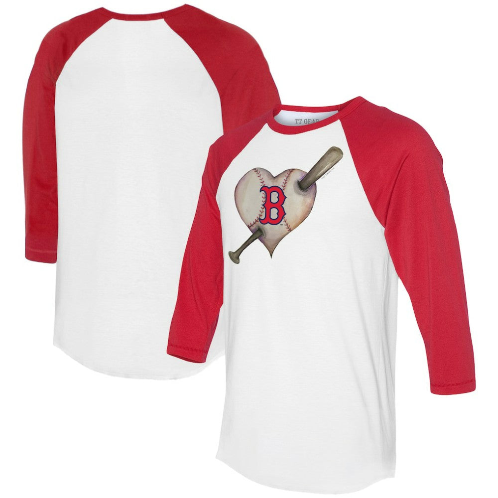 Boston Red Sox Tiny Turnip Women's Heart Bat 3/4-Sleeve Raglan T-Shirt - MLB T-shirts
