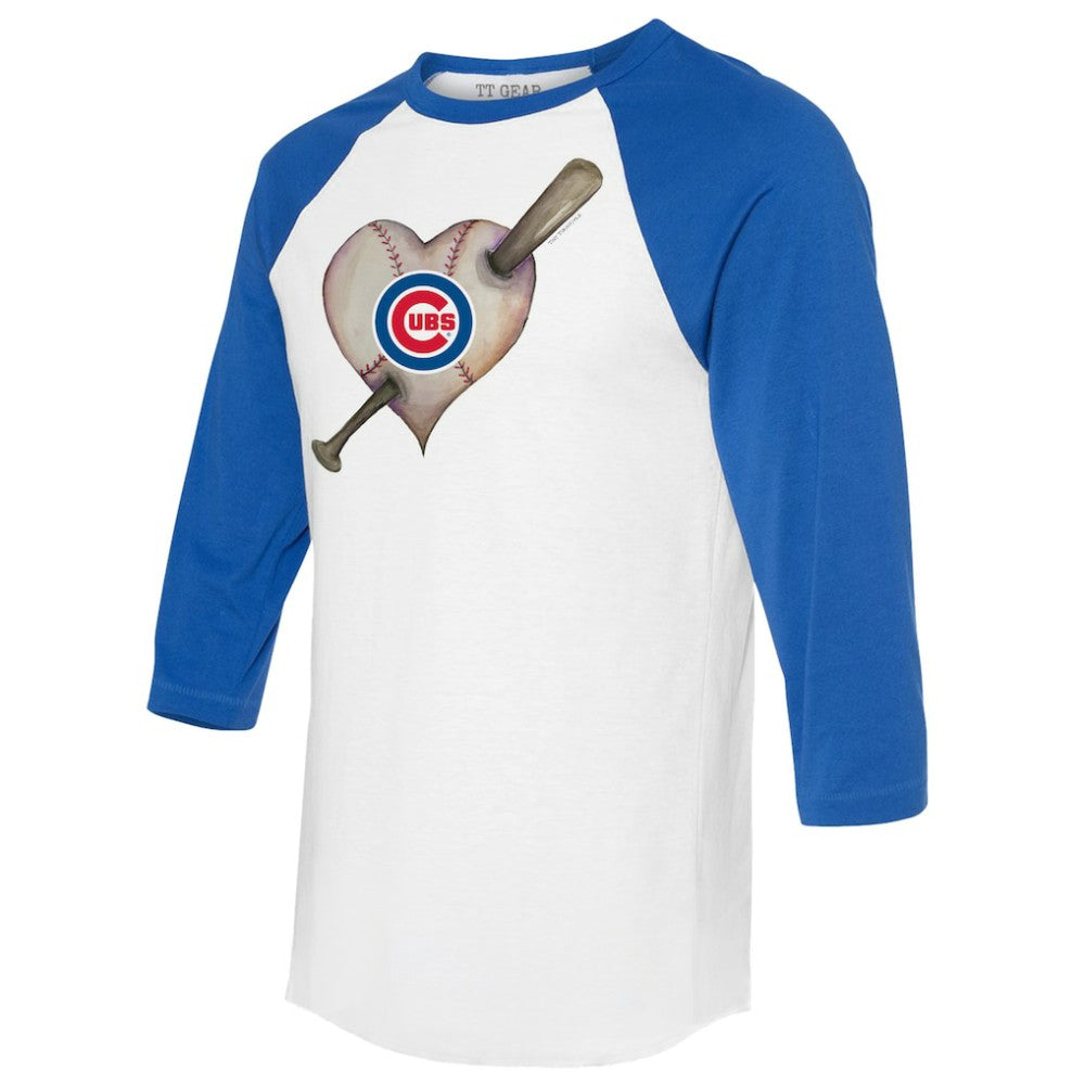 Chicago Cubs Tiny Turnip Women's Heart Bat 3/4-Sleeve Raglan T-Shirt - MLB T-shirts