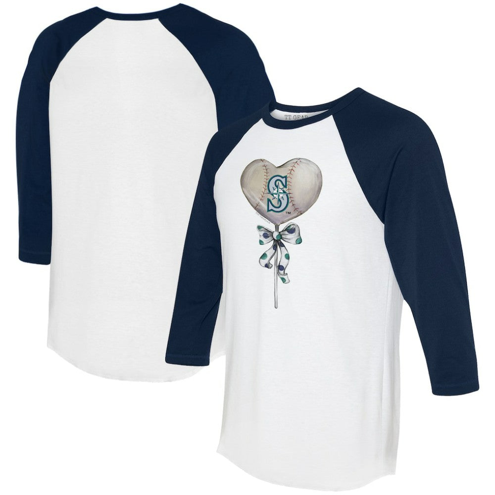 Seattle Mariners Tiny Turnip Women's Heart Lolly 3/4-Sleeve Raglan T-Shirt - MLB T-shirts