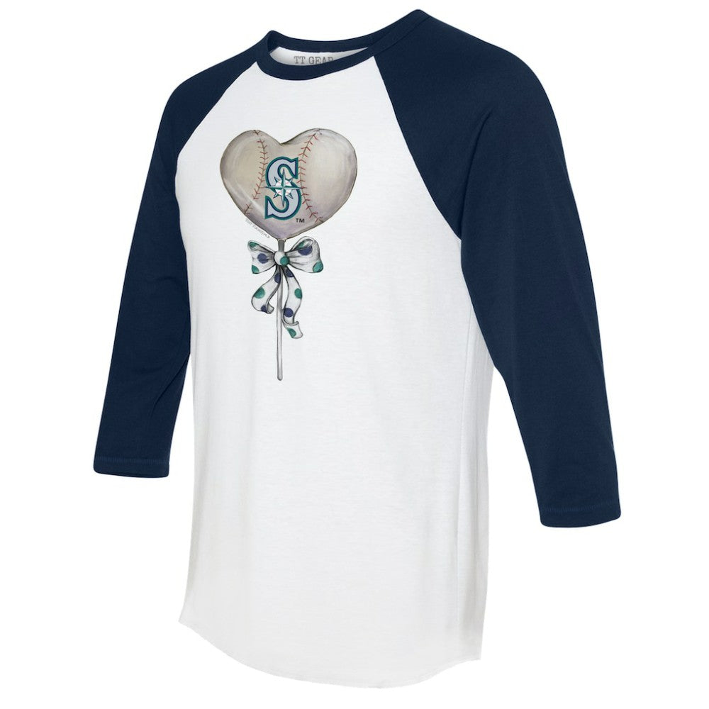 Seattle Mariners Tiny Turnip Women's Heart Lolly 3/4-Sleeve Raglan T-Shirt - MLB T-shirts