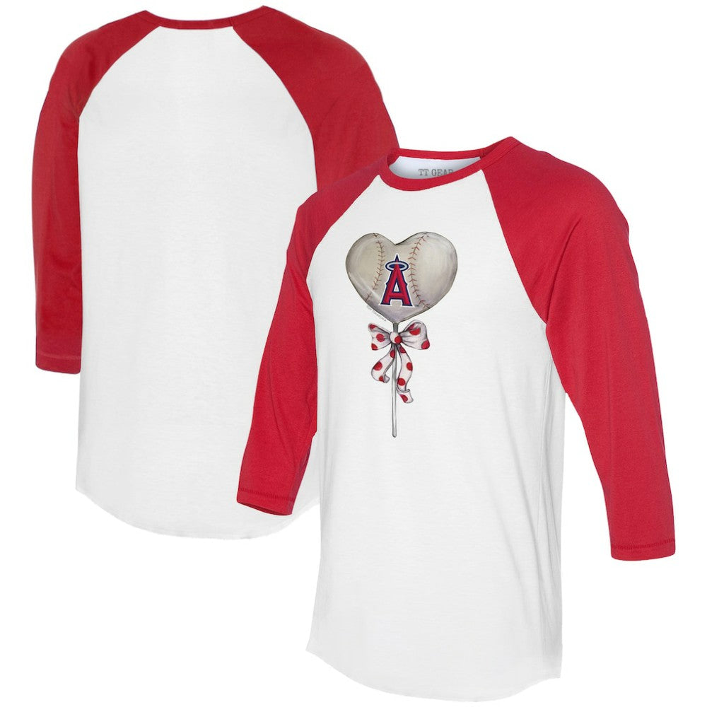 Los Angeles Angels Tiny Turnip Women's Heart Lolly 3/4-Sleeve Raglan T-Shirt - MLB T-shirts