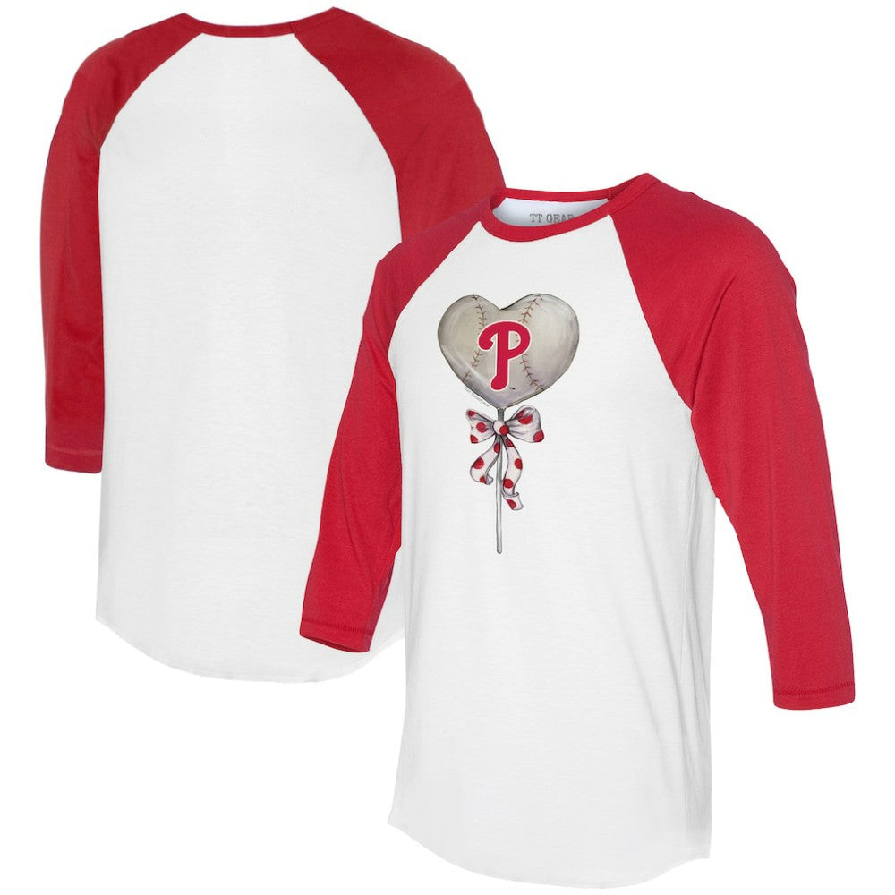 Philadelphia Phillies Tiny Turnip Women's Heart Lolly 3/4-Sleeve Raglan T-Shirt - MLB T-shirts