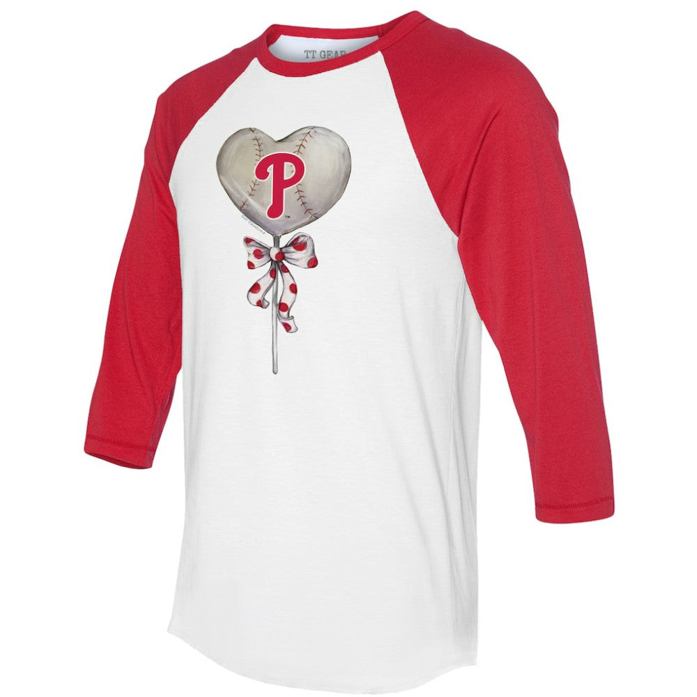 Philadelphia Phillies Tiny Turnip Women's Heart Lolly 3/4-Sleeve Raglan T-Shirt - MLB T-shirts