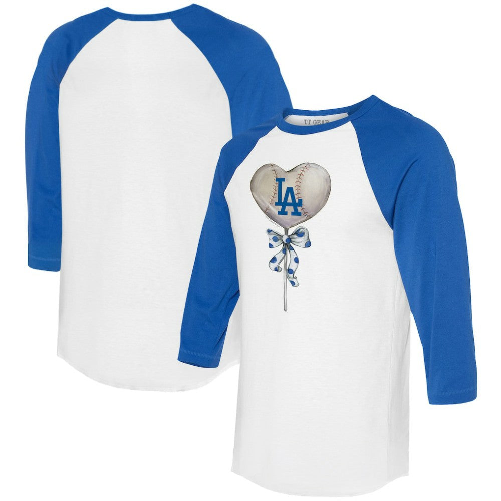 Los Angeles Dodgers Tiny Turnip Women's Heart Lolly 3/4-Sleeve Raglan T-Shirt - MLB T-shirts