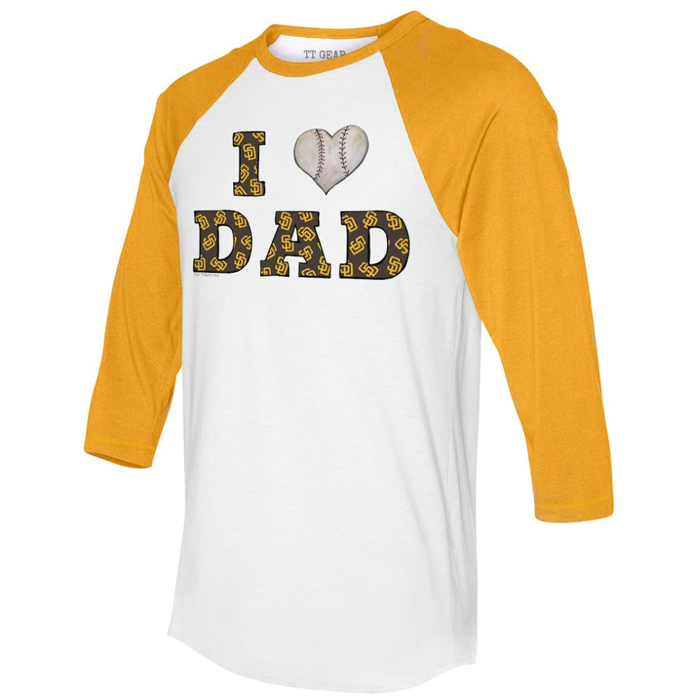 San Diego Padres Tiny Turnip Women's I Love Dad 3/4-Sleeve Raglan T-Shirt - MLB T-shirts
