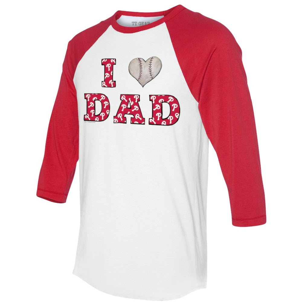 Philadelphia Phillies Tiny Turnip Women's I Love Dad 3/4-Sleeve Raglan T-Shirt - MLB T-shirts