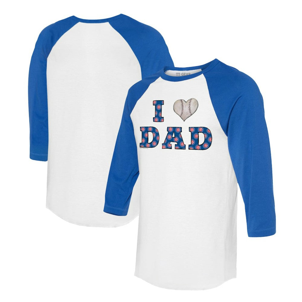 Chicago Cubs Tiny Turnip Women's I Love Dad 3/4-Sleeve Raglan T-Shirt - MLB T-shirts