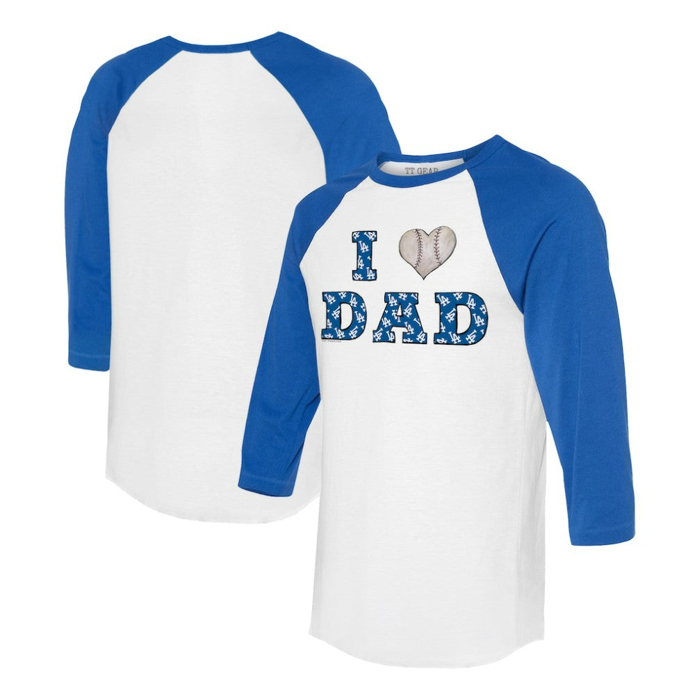 Los Angeles Dodgers Tiny Turnip Women's I Love Dad 3/4-Sleeve Raglan T-Shirt - MLB T-shirts
