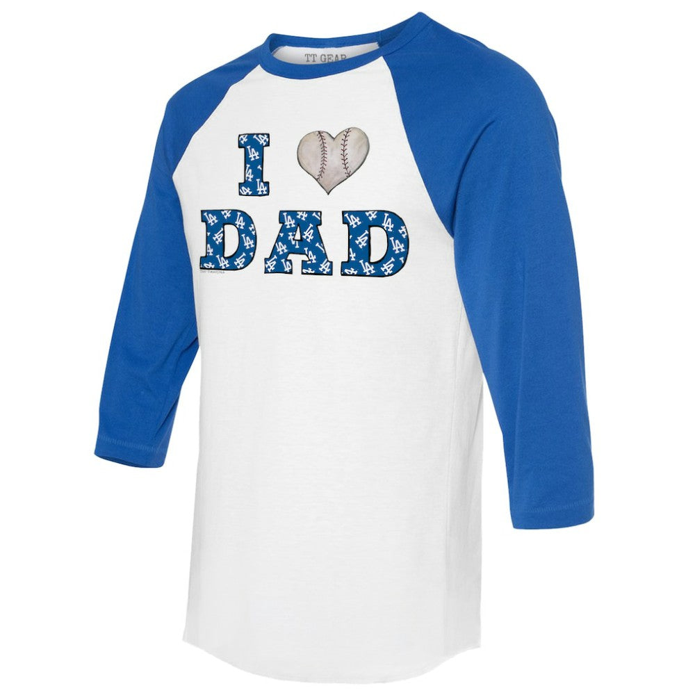 Los Angeles Dodgers Tiny Turnip Women's I Love Dad 3/4-Sleeve Raglan T-Shirt - MLB T-shirts