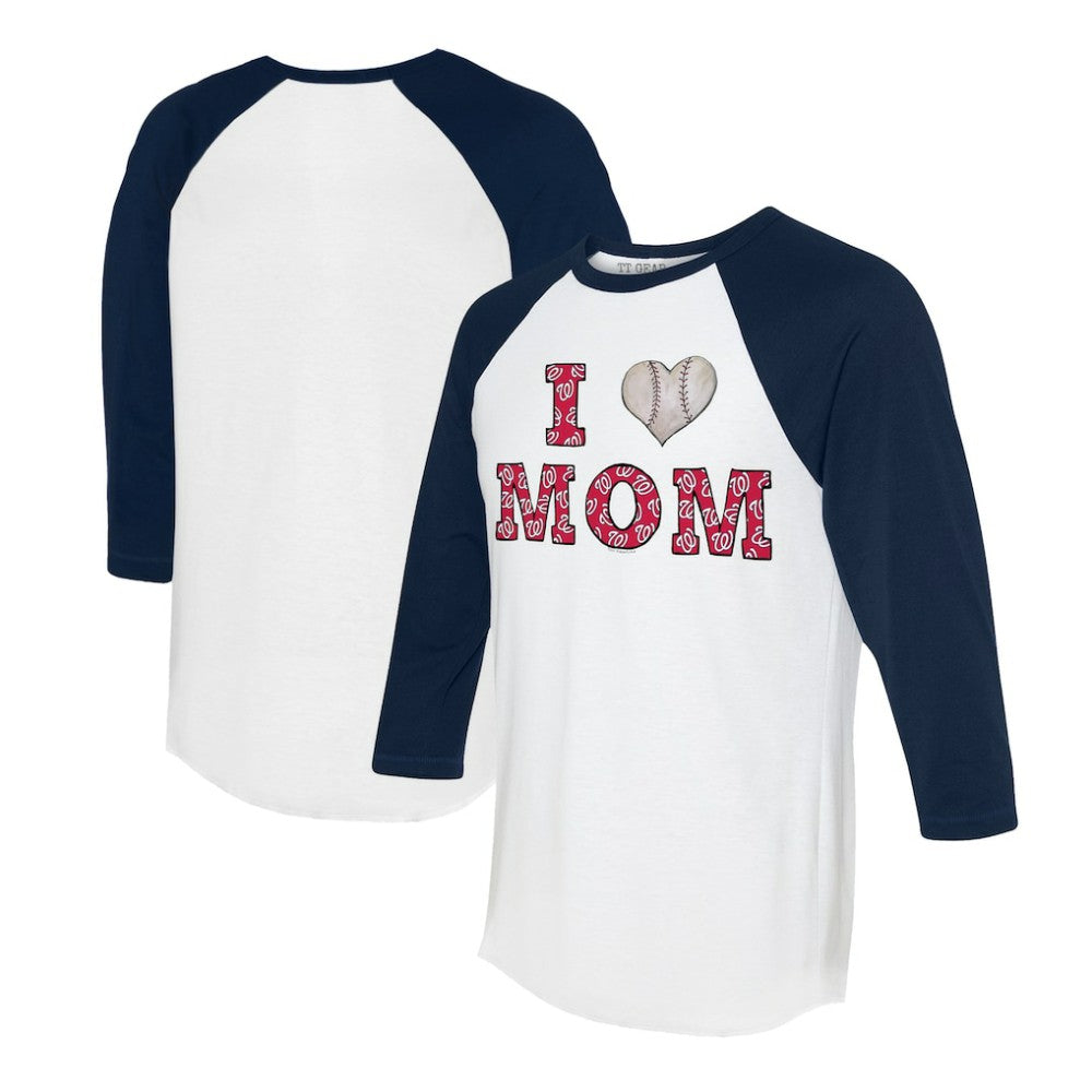Washington Nationals Tiny Turnip Women's I Love Mom 3/4-Sleeve Raglan T-Shirt - MLB T-shirts