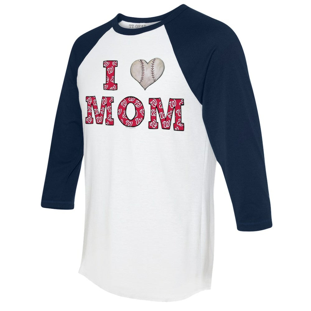 Washington Nationals Tiny Turnip Women's I Love Mom 3/4-Sleeve Raglan T-Shirt - MLB T-shirts