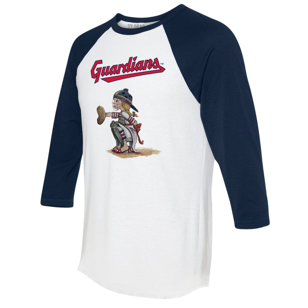 Cleveland Guardians Tiny Turnip Women's Kate 3/4-Sleeve Raglan T-Shirt - MLB T-shirts