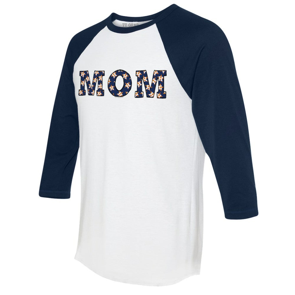 Houston Astros Tiny Turnip Women's Logo Mom 3/4-Sleeve Raglan T-Shirt - MLB T-shirts