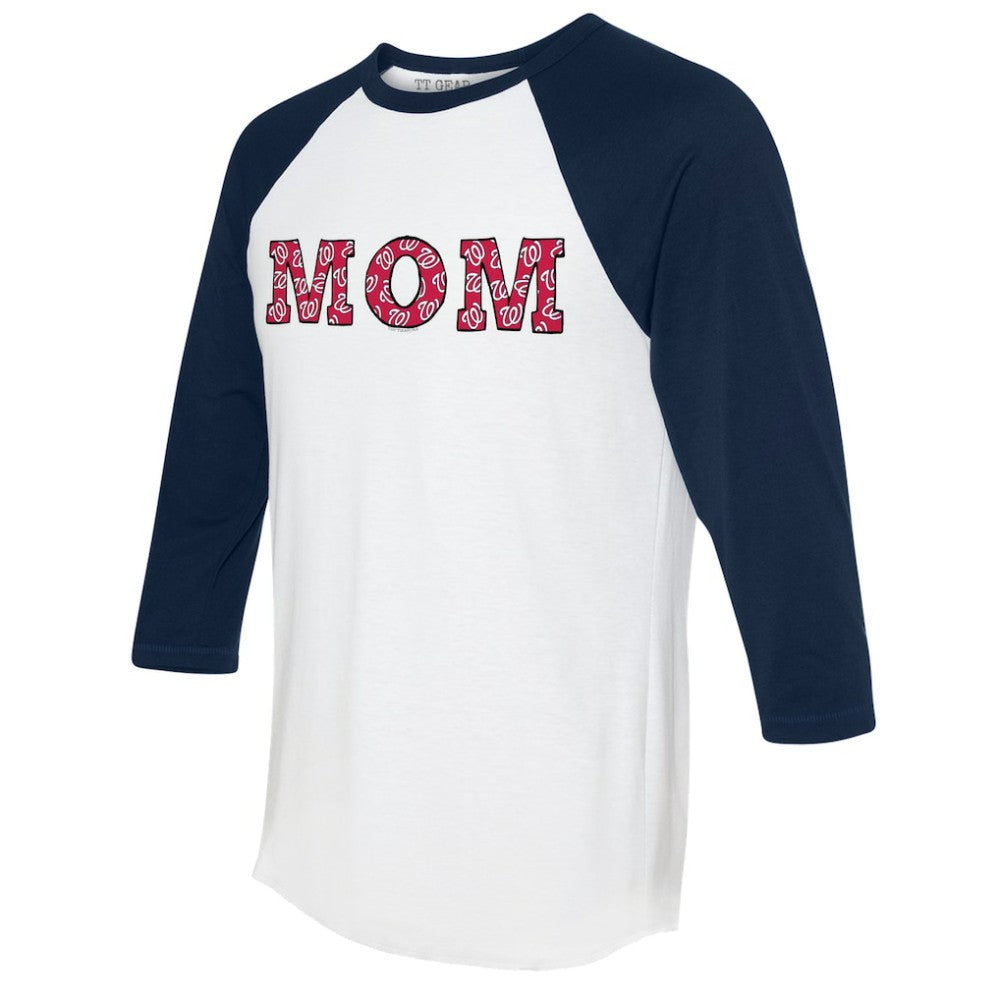 Washington Nationals Tiny Turnip Women's Logo Mom 3/4-Sleeve Raglan T-Shirt - MLB T-shirts
