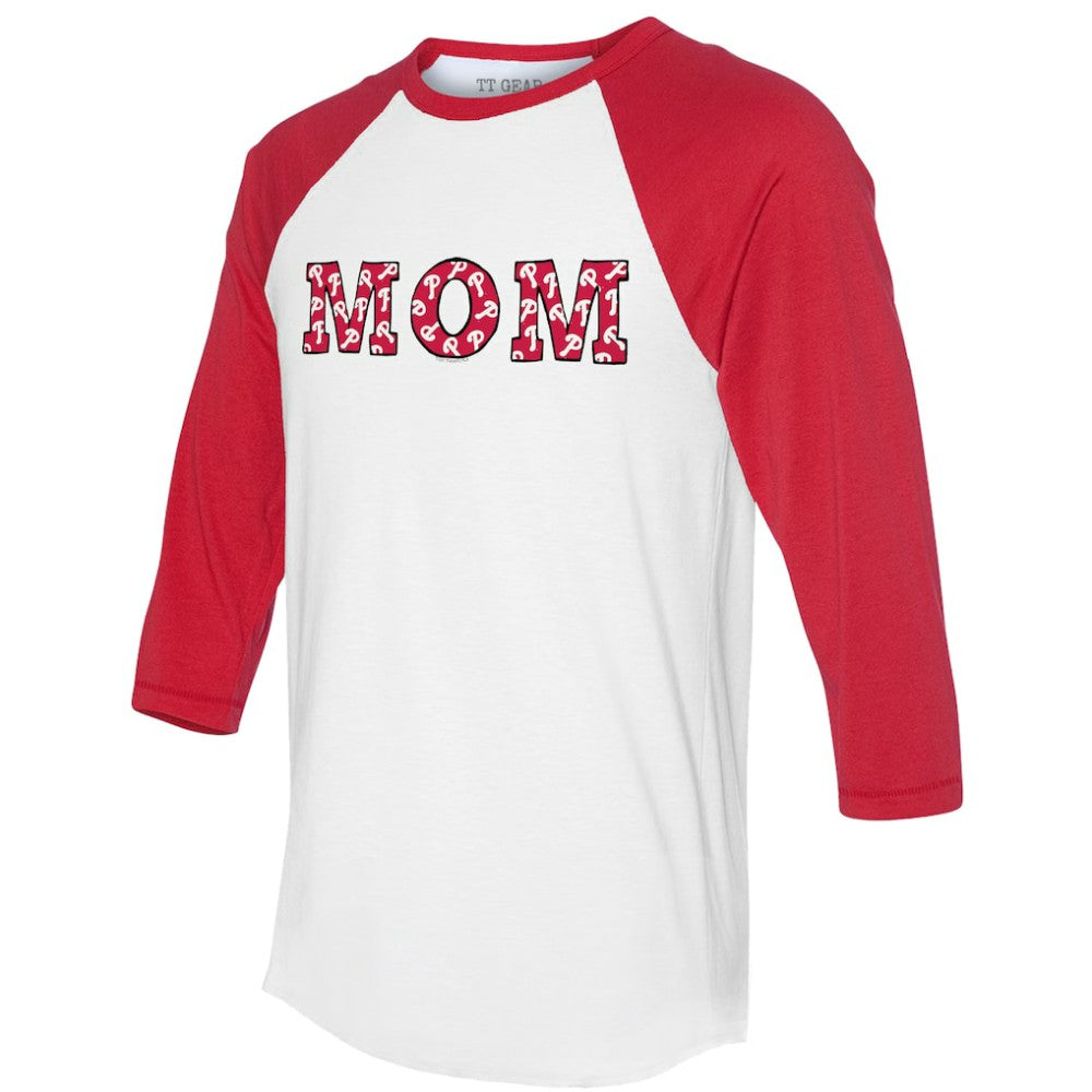 Philadelphia Phillies Tiny Turnip Women's Logo Mom 3/4-Sleeve Raglan T-Shirt - MLB T-shirts