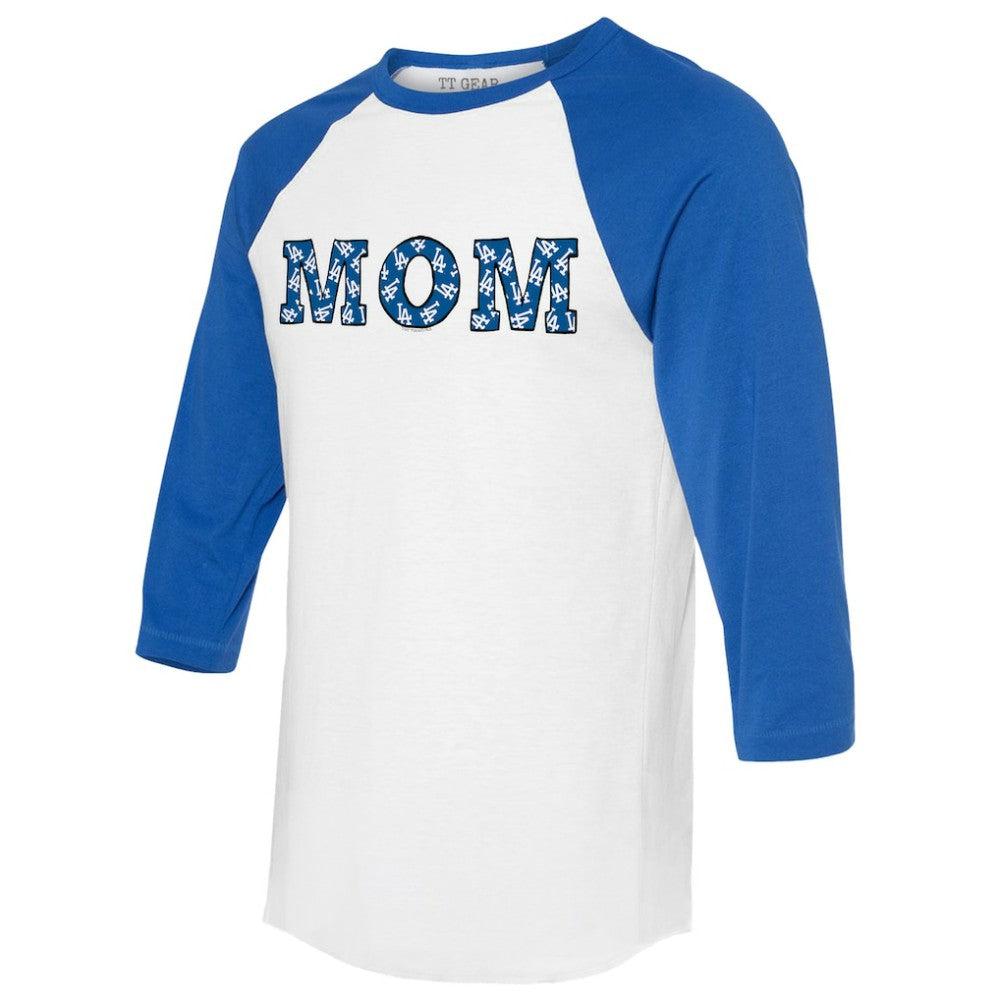 Los Angeles Dodgers Tiny Turnip Women's Logo Mom 3/4-Sleeve Raglan T-Shirt - MLB T-shirts