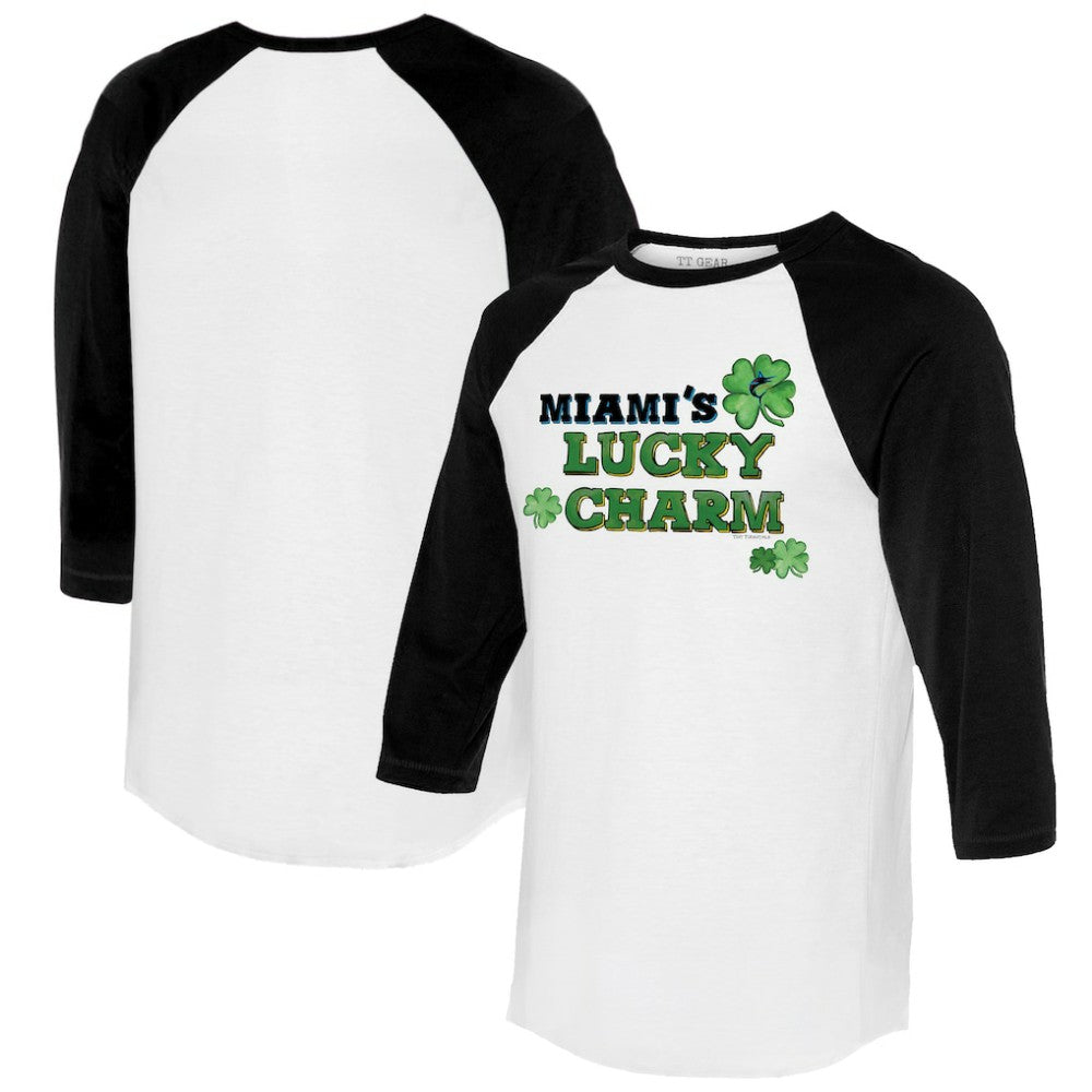 Miami Marlins Tiny Turnip Women's Lucky Charm 3/4-Sleeve Raglan T-Shirt - MLB T-shirts