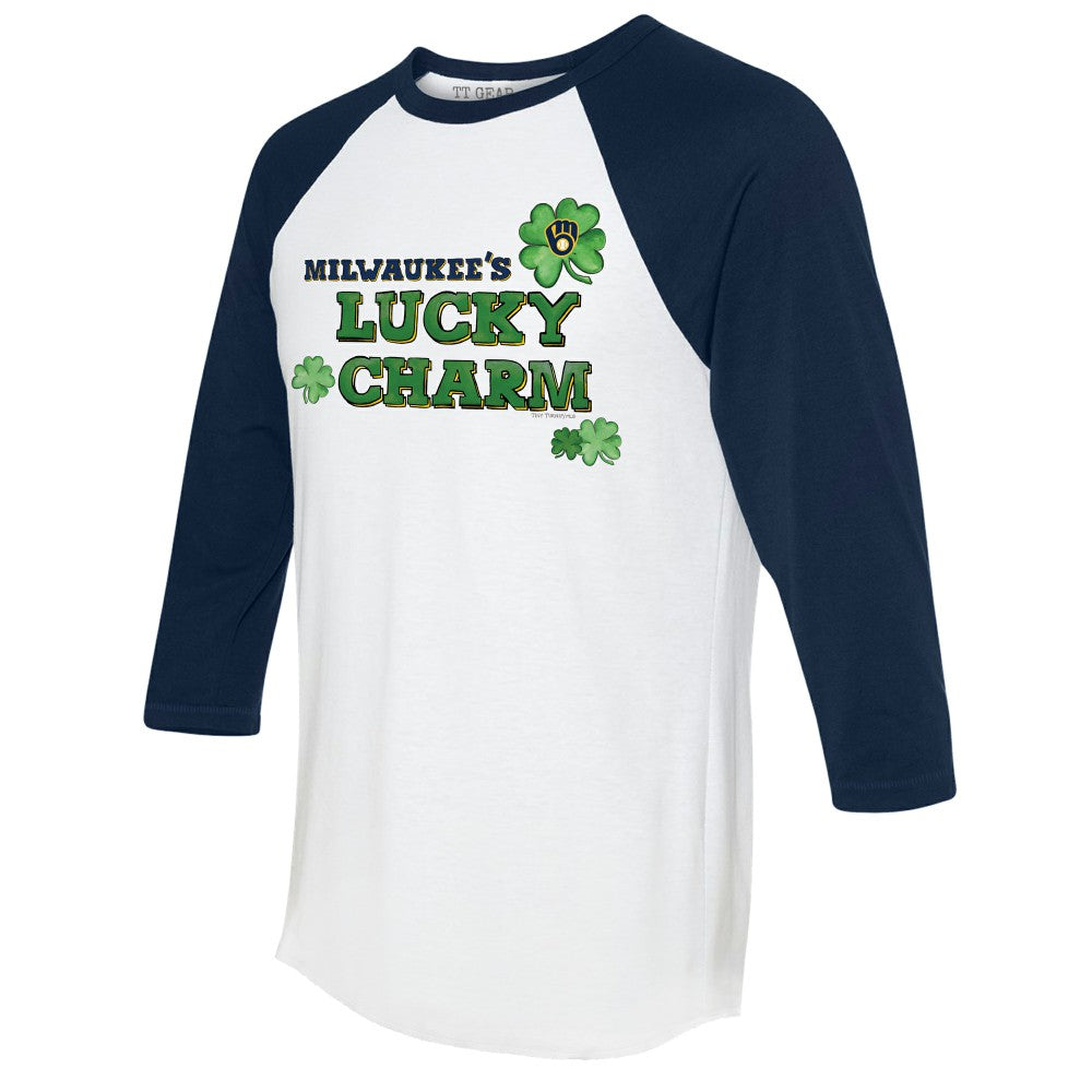 Milwaukee Brewers Tiny Turnip Women's Lucky Charm 3/4-Sleeve Raglan T-Shirt - MLB T-shirts