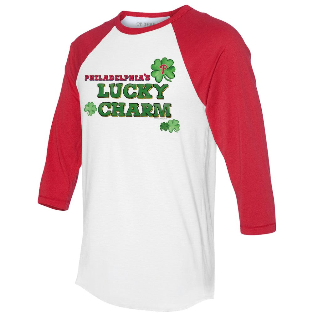 Philadelphia Phillies Tiny Turnip Women's Lucky Charm 3/4-Sleeve Raglan T-Shirt - MLB T-shirts