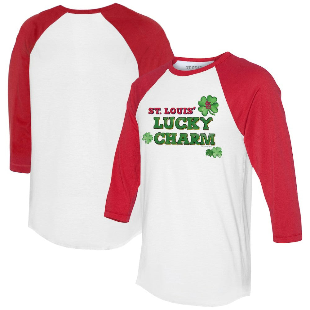 St. Louis Cardinals Tiny Turnip Women's Lucky Charm 3/4-Sleeve Raglan T-Shirt - MLB T-shirts