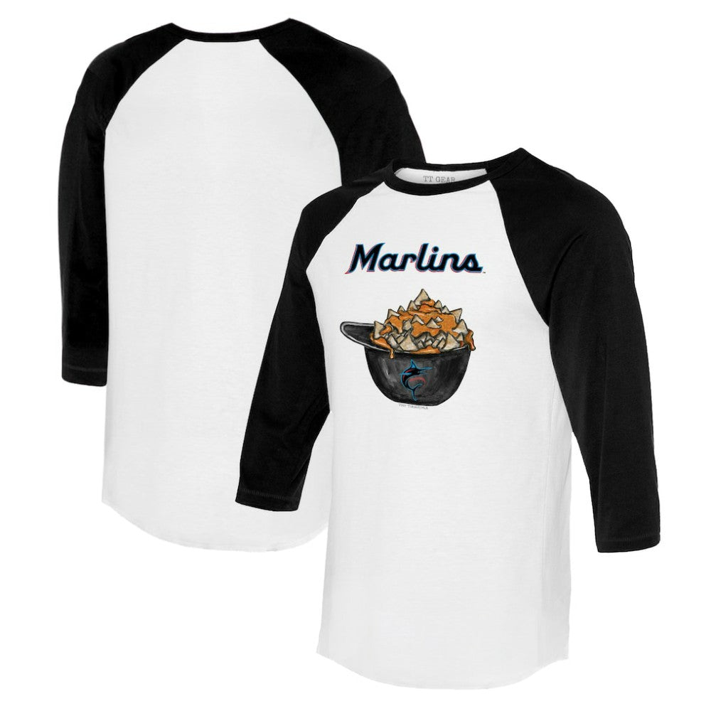 Miami Marlins Tiny Turnip Women's Nacho Helmet 3/4-Sleeve Raglan T-Shirt - MLB T-shirts