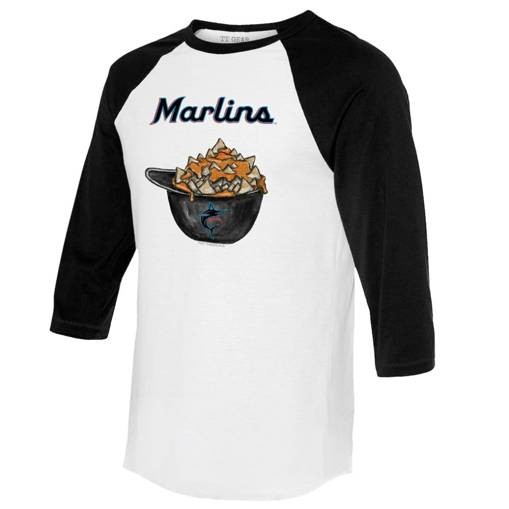 Miami Marlins Tiny Turnip Women's Nacho Helmet 3/4-Sleeve Raglan T-Shirt - MLB T-shirts