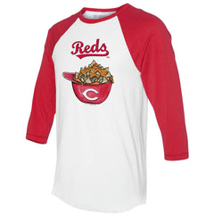 Cincinnati Reds Tiny Turnip Women's Nacho Helmet 3/4-Sleeve Raglan T-Shirt - MLB T-shirts