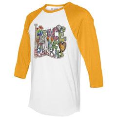 San Diego Padres Tiny Turnip Women's Peace Love Baseball 3/4-Sleeve Raglan T-Shirt - MLB T-shirts