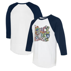 Tampa Bay Rays Tiny Turnip Women's Peace Love Baseball 3/4-Sleeve Raglan T-Shirt - MLB T-shirts