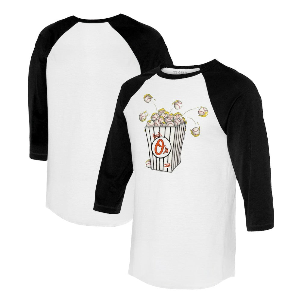 Baltimore Orioles Tiny Turnip Women's Popcorn 3/4-Sleeve Raglan T-Shirt - MLB T-shirts