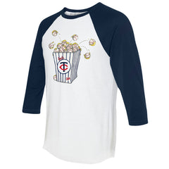 Minnesota Twins Tiny Turnip Women's Popcorn 3/4-Sleeve Raglan T-Shirt - MLB T-shirts