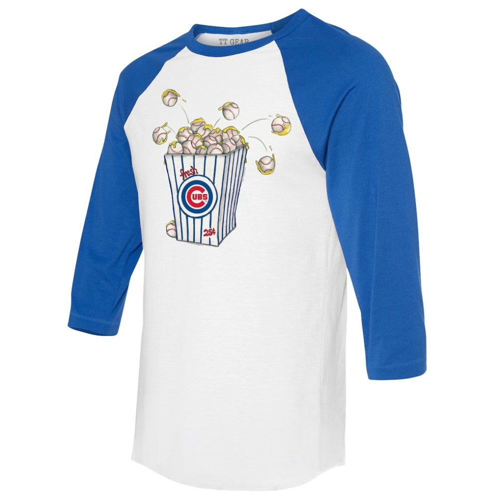 Chicago Cubs Tiny Turnip Women's Popcorn 3/4-Sleeve Raglan T-Shirt - MLB T-shirts